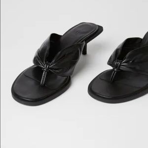 MANGO Real Leather Thong heeled Sandlas 38